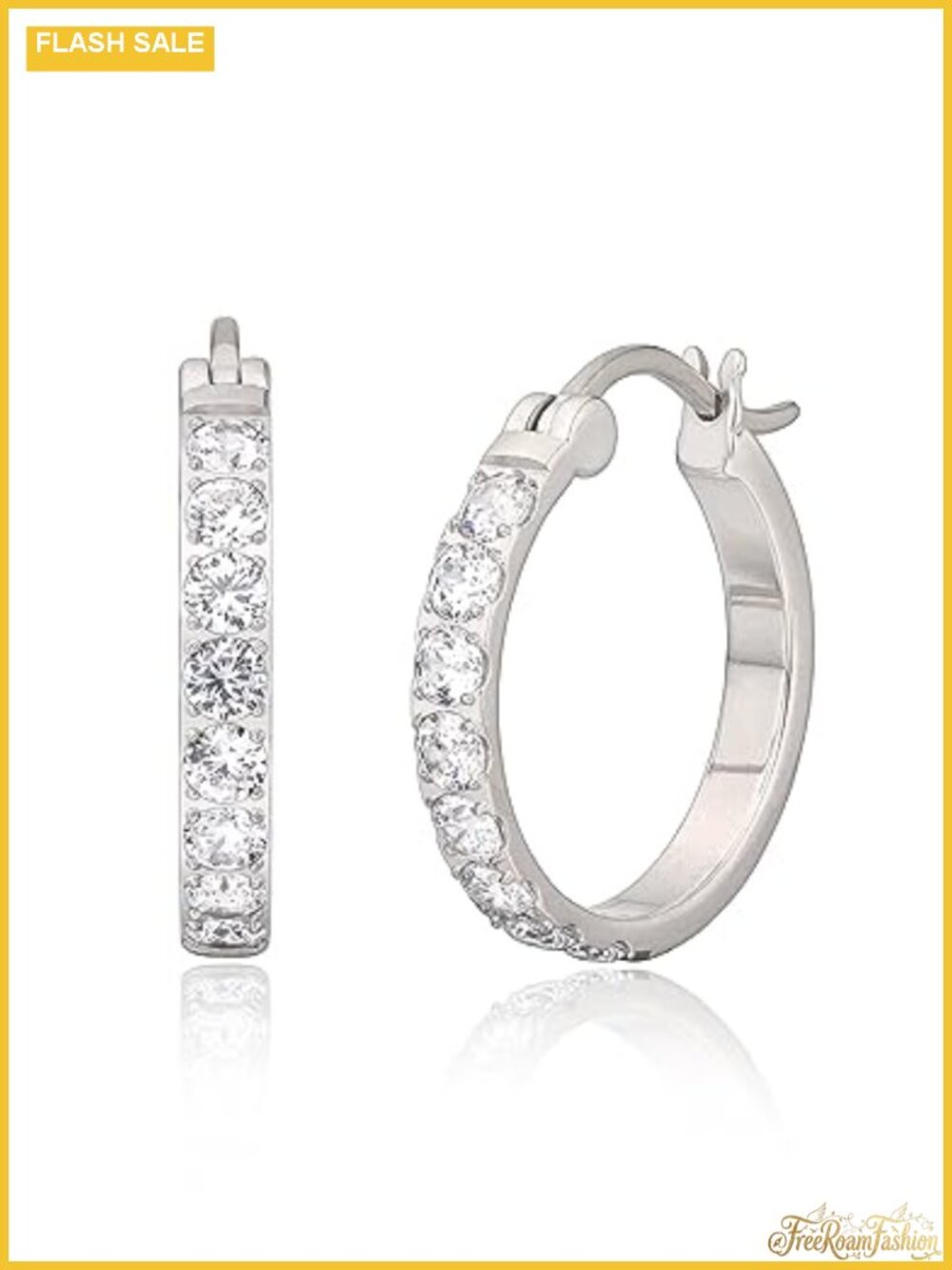 Hypoallergenic Titanium Hoop Earrings for Women - Inlaid Gemstones 20mm
